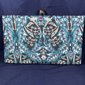 Banana Republic Clutch Bag Floral Paisley Multi-color Kiss-lock Boho Style